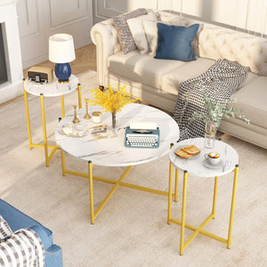Round Marble Coffee Table Set of 3