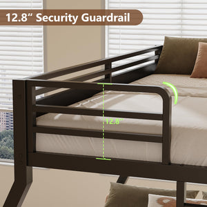 Heavy Duty Metal Bunk Bed Twin Over Full with Safety Guardrail & Ladder