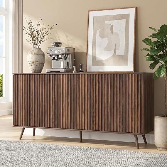 59" Fluted Sideboard Cabinet with Charging Station
