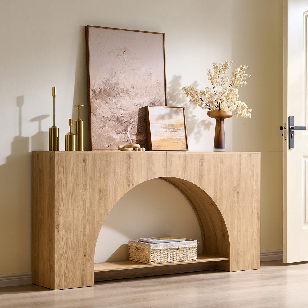 63" Arched Console Table with 2-Tier Shelf