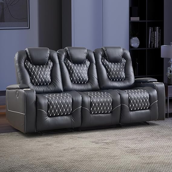 Power Reclining Sofa Set with Cup Holders & USB Ports