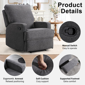 Manual Recliner Chair with Overstuffed Cushion