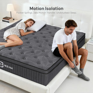 Queen Mattress 12 Inch – Pocket Spring Hybrid, Medium Firm, Memory Foam