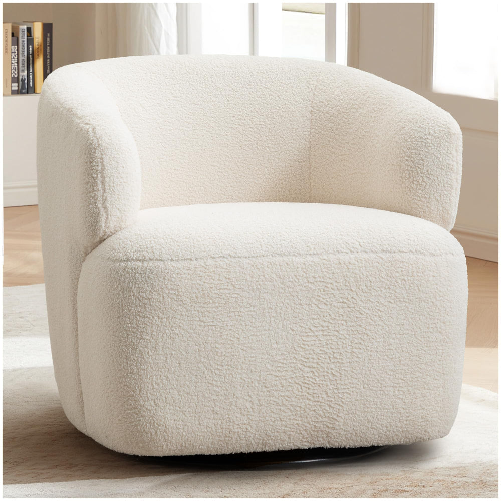 360° Swivel Barrel Accent Chair – Boucle Upholstered