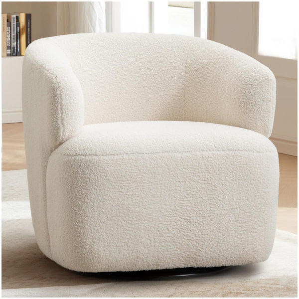 360° Swivel Barrel Accent Chair – Boucle Upholstered