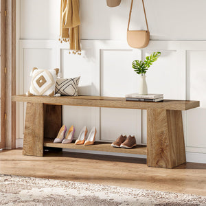 59-Inch Extra Long Entryway Bench with Storage Shelves