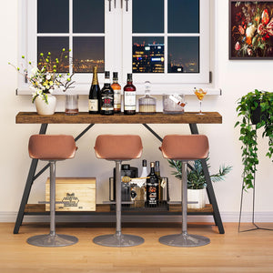 47-Inch 2-Tier Console Table with Storage Shelf – Rustic Brown