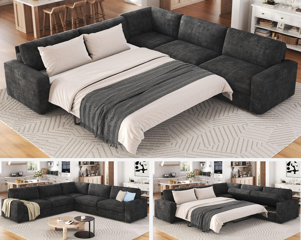 106" Oversized L-Shaped Sectional Sofa Bed with Storage