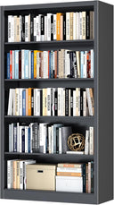 5-Tier Tall Metal Bookcase with Adjustable Shelves