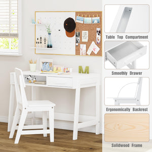 Kids Desk and Chair Set with Storage – Wooden Study Table for Children