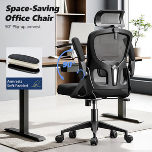 Ergonomic Mesh Office Chair with Flip-Up Arms & Adjustable Lumbar Support