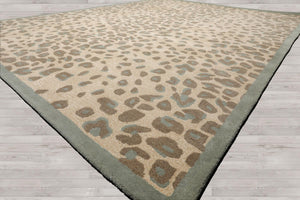 Hand-Tufted Leopard Print Wool Area Rug – Tan & Brown, Multiple Sizes