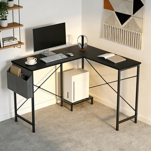 L-Shaped Desk 50 Inch – Reversible Corner Computer Desk with CPU Stand & Storage Bag
