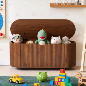 Fluted Oval Storage Bench with Lift Top & Wheels