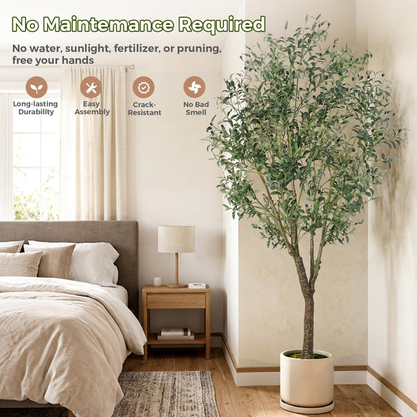 Artificial Olive Tree with White Planter – Indoor Faux Plant