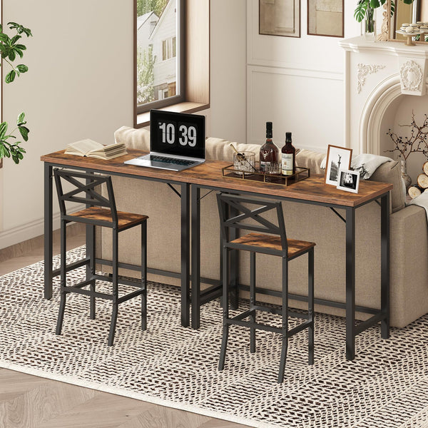 63-Inch Connectable Bar Table with Metal Frame