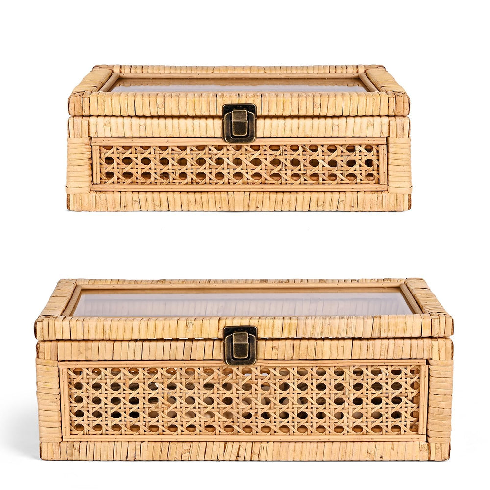 Rattan Decorative Box with Lid – Set of 2