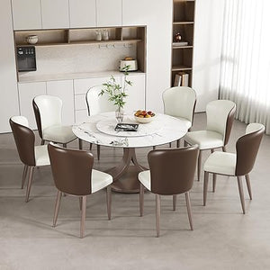 Oval Sintered Stone Dining Table Set with Stainless Steel Base