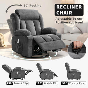 Swivel Glider Rocking Recliner Chair with Cup Holder