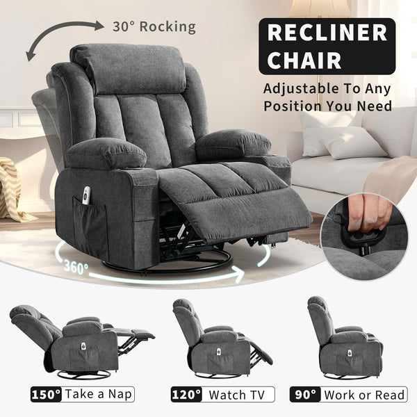 Swivel Glider Rocking Recliner Chair with Cup Holder