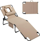 Folding Tanning Lounge Chair with Face Hole & Side Pockets – 400 lbs Capacity