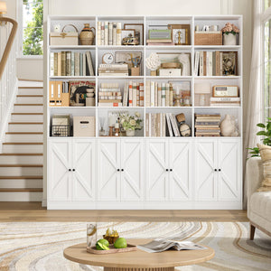 6-Tier Farmhouse Bookcase with 8 Doors