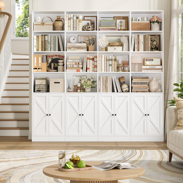 6-Tier Farmhouse Bookcase with 8 Doors
