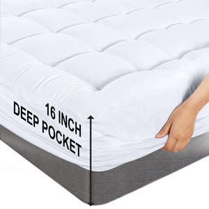 Quilted Mattress Pad with Pillow Top & Deep Pocket – Twin, Full, Queen, King, Cal King