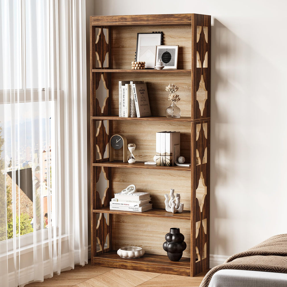 5-Tier Vintage Bookshelf 69.9" Freestanding Bookcase
