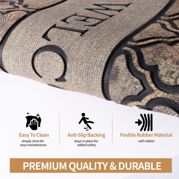 Non-Slip Rubber Doormat 24x36 Inch – Indoor Outdoor Entrance Mat
