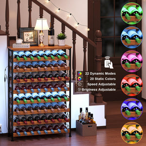 64-Bottle Freestanding Wine Rack with LED Lights