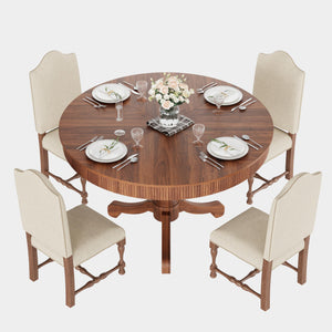 47 Inch Round Dining Table with 2 Storage Drawers — Mid-Century Pedestal Base