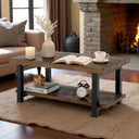 42-Inch Rectangular Solid Wood Coffee Table with Storage Shelf