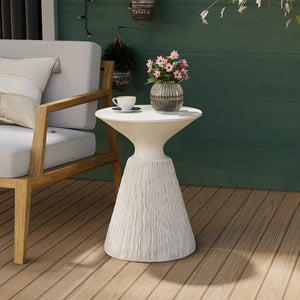Mushroom Side Table Outdoor MgO Accent Table Round Patio End Table