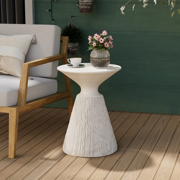 Mushroom Side Table Outdoor MgO Accent Table Round Patio End Table