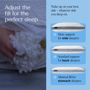 Gusseted Sapphire Queen Pillow – Adjustable Loft, Shredded Memory Foam