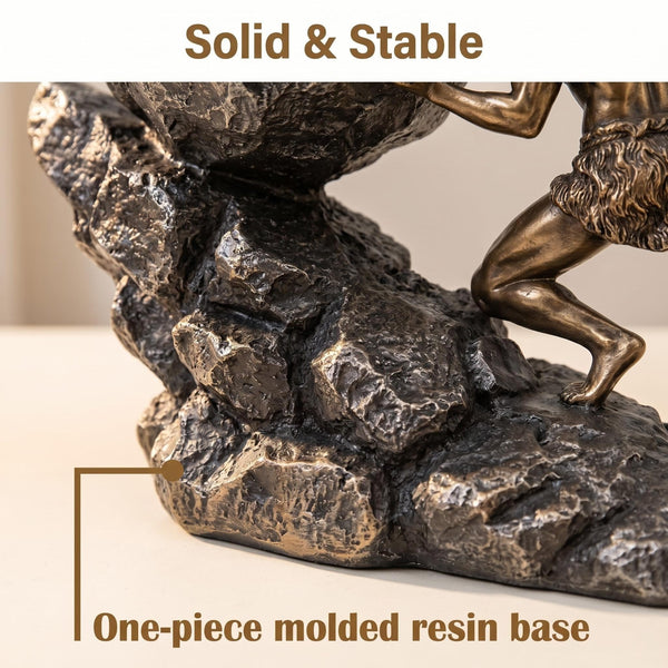 Sisyphus Rolling Boulder Greek Mythology Resin Sculpture