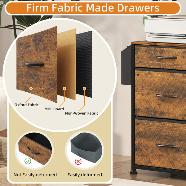 3-Drawer File Cabinet with Charging Station & 4-Tier Bookshelf
