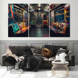 Graffiti Canvas Wall Art – Subway Train 3-Piece Set