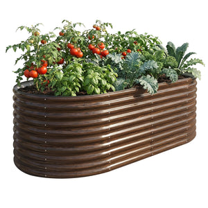 Galvanized Metal Raised Garden Bed with Safety Edge & Open Base