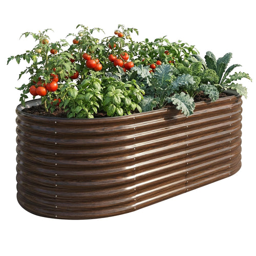 Galvanized Metal Raised Garden Bed with Safety Edge & Open Base