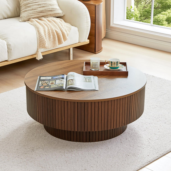 Round Coffee Table with Lift-Top & Flip-Top Storage