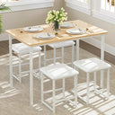 5-Piece Dining Table Set with Faux Marble Top & 4 PU Stools