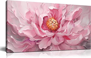 Pink Floral Canvas Wall Art – Large Botanical Print for Living Room & Bedroom
