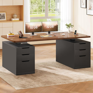 Electric Standing Desk with Drawers & Power Outlets – 55 Inch Adjustable Height