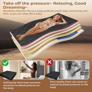 Queen Mattress 14 Inch Memory Foam Hybrid Euro Top