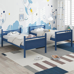 Twin Over Twin Bunk Bed with Ladder & Safety Guardrails