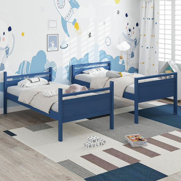 Twin Over Twin Bunk Bed with Ladder & Safety Guardrails
