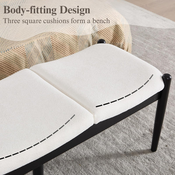 55 Inch Upholstered Ottoman Bench with Wood Legs