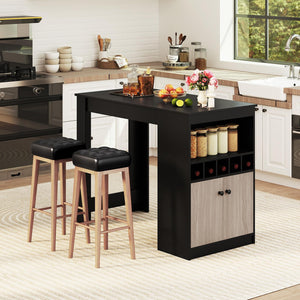 48" Bar Table with Storage Cabinet & Wine Rack